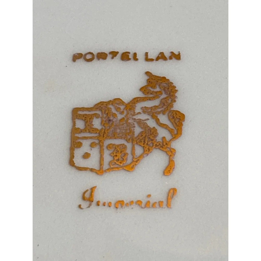 Vintage Porzellan Imperial Fruit Plate M Langbroek Artist Signed Gold Trim 7.5in